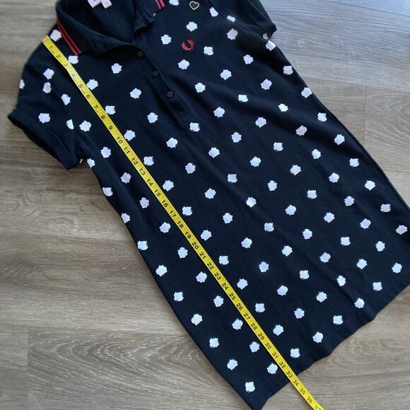 Fred Perry x Amy Winehouse Polo Shirt Dress sz 12 US 16 UK Black Polk Dots - Picture 8 of 12